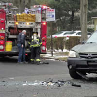 <p>The SUV and sedan were removed by flatbed tow truck.</p>