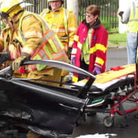 <p>Firefighters extricated the victim.</p>