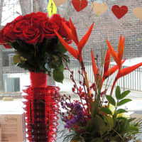 <p>A window display in red reflects the Valentine&#x27;s Day theme.</p>