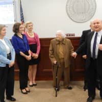 <p>Bedford Supervisor Chris Burdick is joined by his family at his oath-of-office ceremony.</p>