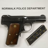<p>The stolen Smith and Wesson gun that was discovered after a search of a suspicious vehicle in Norwalk</p>
