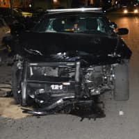 <p>A look at the damage sustained by the black Honda with four teenage passengers.</p>