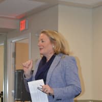 <p>Connecticut First Lady Cathy Malloy speaks at the opening of the Justice Legal Center, the state&#x27;s first legal incubator, which is housed at the Center for Family Justice in Bridgeport.</p>
