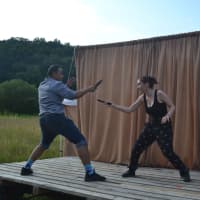 <p>One of the fight scenes from this month&#x27;s production of &quot;Romeo and Juliet&quot; at Muscoot Farm.</p>