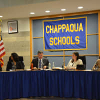 <p>Chappaqua school board members and senior administrators at the Nov. 1 meeting, which is the first since Superintendent Lyn McKay, who was conspicuously absent, announced her resignation. McKay will officially leave on Jan 2., 2017</p>