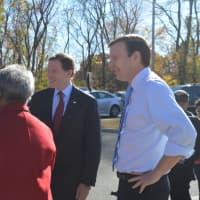 <p>State Sens. Ed Gomes and Marilyn Moore chat with U.S. Sens. Richard Blumenthal and Chris Murphy outside Bridgeport&#x27;s Wilbur Cross School Tuesday.</p>