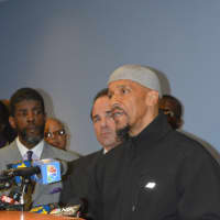 <p>Imam Lyle Hassan Jones speaks at a press release in the wake of an police officer-involved fatal shooting in Bridgeport.</p>