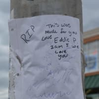 <p>Friends left memorial messages near the corner of Fairfield and Park avenues, the site of a police officer-involved fatal shooting in Bridgeport.</p>
