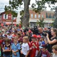 <p>The crowd swelled at Sherman Green to welcome home team Fairfield American Little League team.</p>