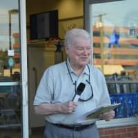 <p>Tom Collins Jr. says a few words at the 85th birthday celebration of Collins Medical Equipment.</p>