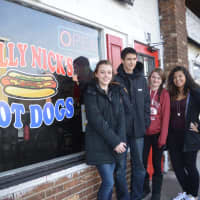 <p>From left: Jessica Fisher Jason Dominguez Emily Younges and Joanna Jimenez outside of Jolly Nick&#x27;s in Dumont.</p>