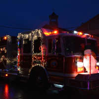 <p>An Armonk firetruck is decorated for &quot;Frosty Day.&quot;</p>