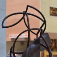 <p>Sculptures recently appeared in Downtown Stamford as part of a public art display. This sculpture was on display near the Burlington Coat Factory.</p>