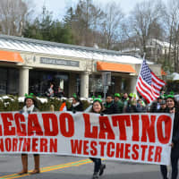 <p>Members of Legado Latino Northern Westchester march in Mount Kisco&#x27;s St. Patrick&#x27;s Day parade.</p>