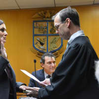 <p>Alison Simon takes her oath of office as North Castle Town Clerk.</p>