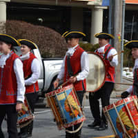 <p>Members of the Mount Kisco Ancient Fife and Drum Corps march in the St. Patrick&#x27;s Day parade.</p>