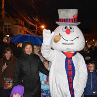 <p>Frosty the Snowman marches through downtown Armonk as part of the hamlet&#x27;s annual &quot;Frosty Day&quot; celebration.</p>
