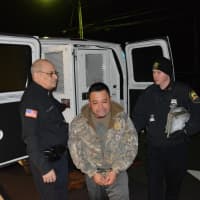 <p>Hugo Ramirez-Morales gets out of a Westchester County Corrections van prior to his appearance in North Salem&#x27;s local court. Ramirez-Morales is one of two accused, along with a co-defendant, of stealing $30,000 worth of hay from Lois Colley&#x27;s estate.</p>