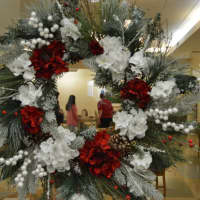 <p>Many wreaths are on display throughout the hallways.</p>