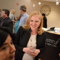 <p>Dr. Inna Berin socializing at the grand opening reception for the new Oradell location of the Fertility Institute of New Jersey and New York.</p>