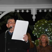 <p>North Castle Deputy Supervisor Stephen D&#x27;Angelo reads a town proclamation as part of the &quot;Frosty Day&quot; celebration in Armonk.</p>