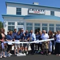<p>Local dignitaries and staff take part in the official ribbon-cutting at Cricket Car Hop in Stratford.</p>