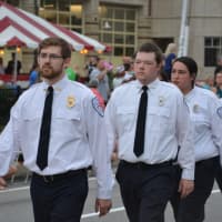 <p>Members of the Carmel Volunteer Ambulance Corps march in the Mahopac Volunteer Fire Department&#x27;s dress parade.</p>