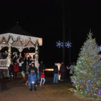 <p>A lit Christmas tree is one of several holiday decorations strewn about Wampus Brook Park in Armonk. The lighting was held as part of &quot;Frosty Day&quot; and took place at a newly rebuilt gazebo.</p>