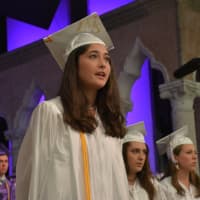 <p>A John Jay High School 2016 graduate performs with The Notables, a girls&#x27; a cappella group, as part of the commencement.</p>