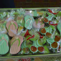 <p>Flipflop and Cherry summertime themed cookies are for sale at Newtown&#x27;s farmers market in Fairfield Hills from La Dolce Vita.</p>