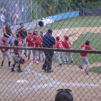 <p>The Pomodoro Reds celebrate after winning the Fort Lee Little League World Series.</p>