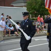 <p>Kent firefighters march in the Mahopac Volunteer Fire Department&#x27;s dress parade.</p>