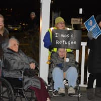 <p>Elderly attendees at an interfaith vigil in Chappaqua, which was held to protest President Donald Trump&#x27;s ban on admitting refugees.</p>