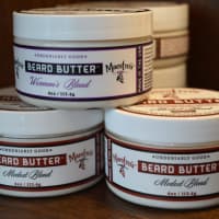 <p>Products, including this beard butter, abound.</p>