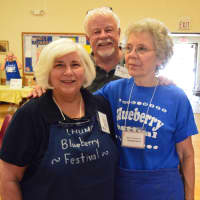 <p>Martha and Tim Quinn along with Rachel Brunt pose inside the dining hall where all the goodies were served.</p>