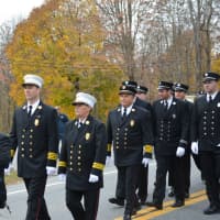 <p>Croton Falls firefighters march from the old firehouse to the new one.</p>