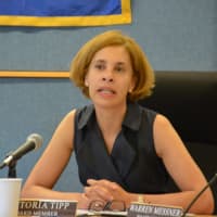 <p>Chappaqua school board Vice President Victoria Tipp, pictured, said that the board was unaware of a legal defense put forth by a district attorney blaming student sex-abuse accsuers.</p>