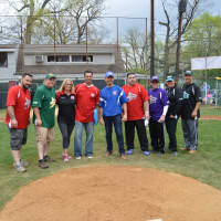 <p>Bergenfield Little League coaches on opening day.</p>