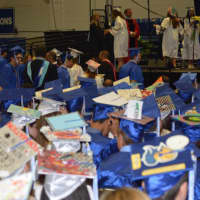 <p>It&#x27;s a sea of decorated mortarboards at the Newtown High graduation.</p>