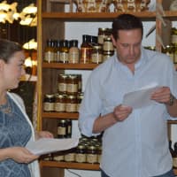 <p>Michael Sorvino reads a scene with actress Lindsey Adkins.</p>