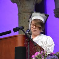 <p>Eleanor Fritsch delivers the senior class address at John Jay High School&#x27;s 2016 commencement.</p>