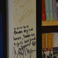 <p>Many authors have signed the walls of Diane&#x27;s Books in Greenwich. &quot;Books are a girl&#x27;s best friend,&quot; says one note.</p>