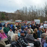 <p>Attendees at the dedication ceremony for the new Croton Falls firehouse.</p>