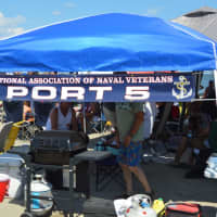 <p>Navy Veterans from Port 5 gather for a barbecue.</p>