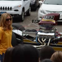 <p>Julia A. Stark Elementary School Alumna Sarah Edwards stops by her alma mater to talk to students about her racing career. </p>