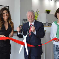 <p>Owner Ella Sandin, First Selectman Michael Tetreau and Fairfield Chamber of Commerce President Beverly Balaz celebrate the opening of CKC Salon&#x27;s second Fairfield location on Black Rock Turnpike in Fairfield.</p>