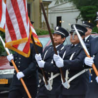 <p>Mount Kisco firefighters march in their annual parade.</p>