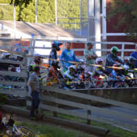 <p>Lining up to start the race at Bethel BMX</p>