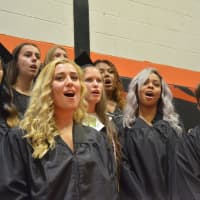<p>Pawling High School held its 2016 commencement on Friday. Pictured are members of the class performing a rendition of the national anthem.</p>