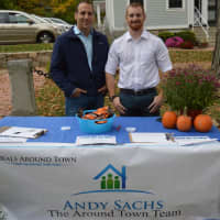 <p>Real estate agent Andy Sachs and the Around Town Team are set up at the Passport to Sandy Hook event.</p>